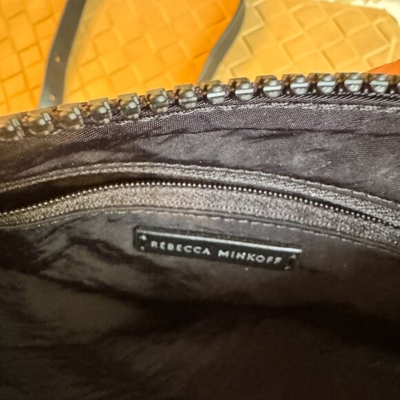 Rebecca Minkoff Nylon Crossbody Purse Leather Trim Adj Strap Black 9" x 9" x 2" - Picture 4 of 9